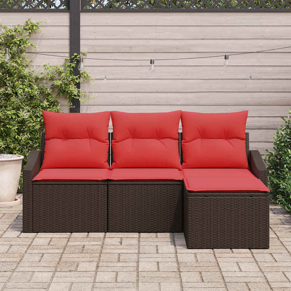 Bankstel 4 st Bruin poly rattan