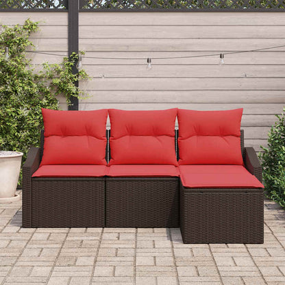 Bankstel 4 st Bruin poly rattan