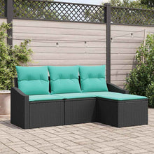 Bankstel met kussen 4 pcs Zwart poly rattan