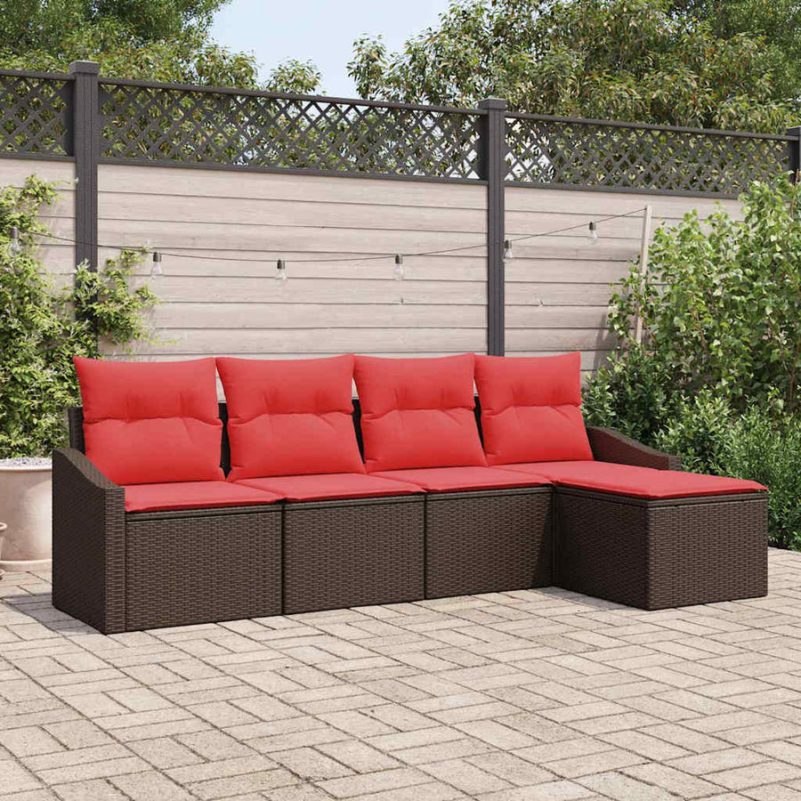 Bankstel 5 st Bruin poly rattan