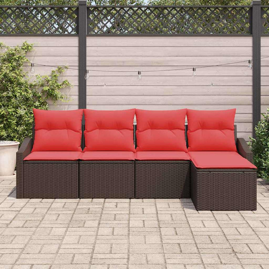 Bankstel 5 st Bruin poly rattan