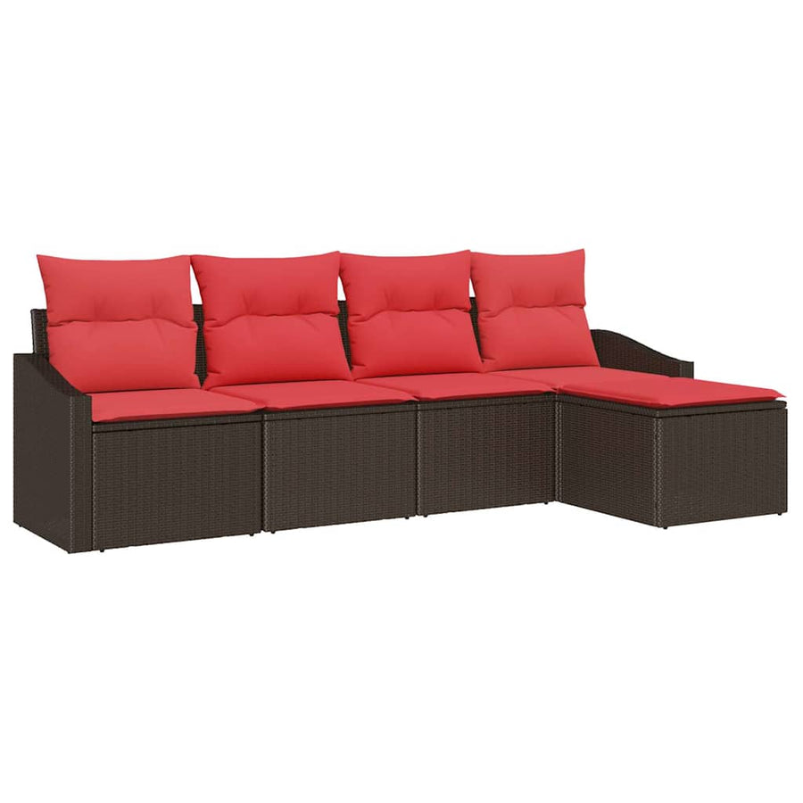 Bankstel 5 st Bruin poly rattan