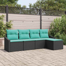 Bankstel met kussen 5 pcs Zwart poly rattan