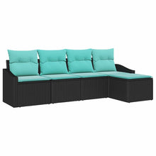 Bankstel met kussen 5 pcs Zwart poly rattan
