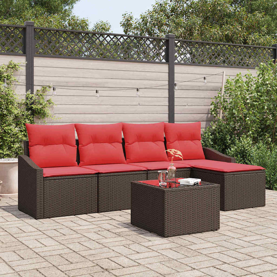Bankstel 6 st Bruin poly rattan