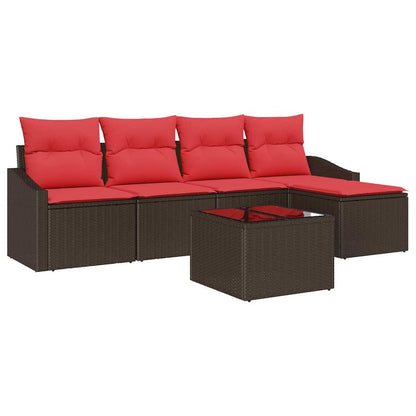 Bankstel 6 st Bruin poly rattan