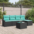 Bankstel poly rattan 6-delig zwart
