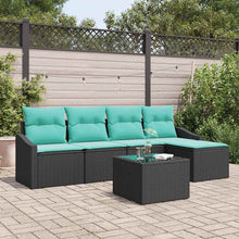 Bankstel met kussen 6 pcs Zwart poly rattan