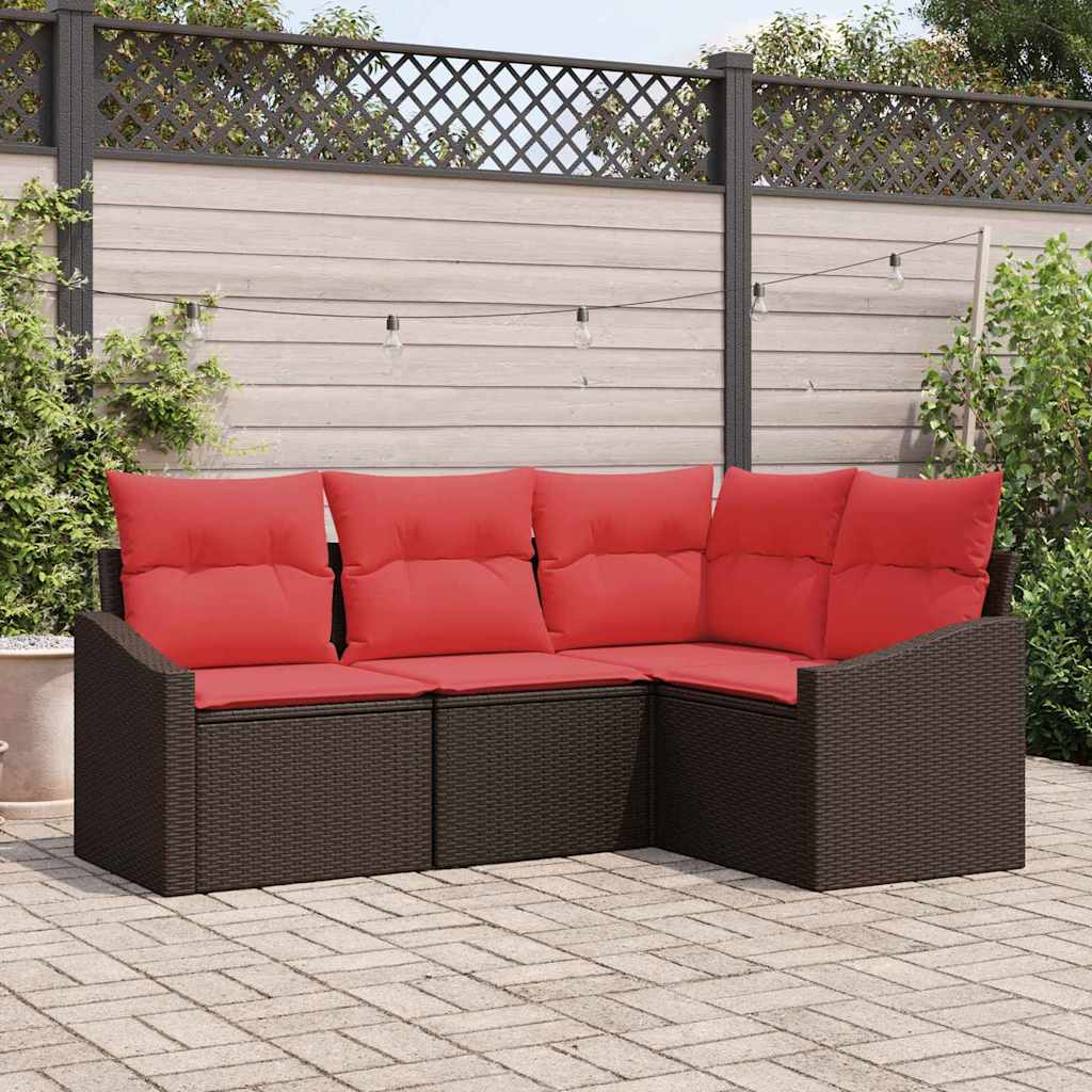 Bankstel 4 st Bruin poly rattan