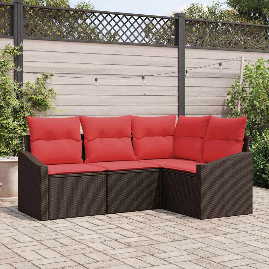 Bankstel 4 st Bruin poly rattan