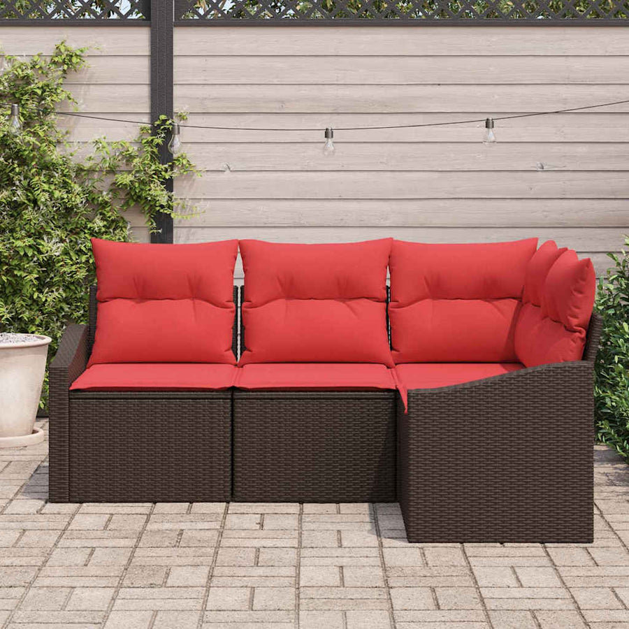Bankstel 4 st Bruin poly rattan