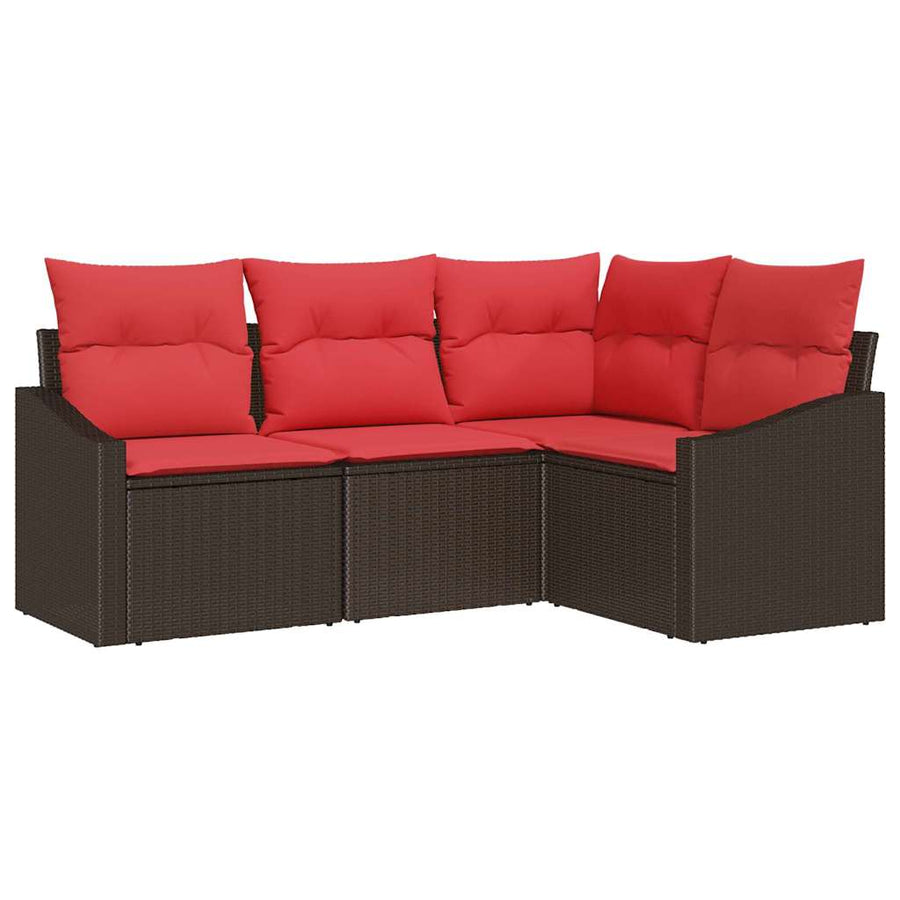 Bankstel 4 st Bruin poly rattan