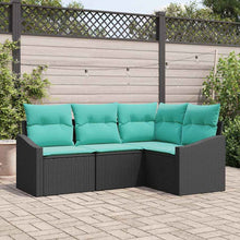Bankstel met kussen 4 pcs Zwart poly rattan