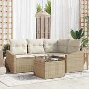 Bankstel 5-delig poly rattan beige
