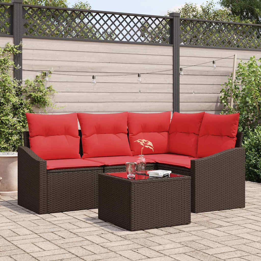 Bankstel 5 st Bruin poly rattan
