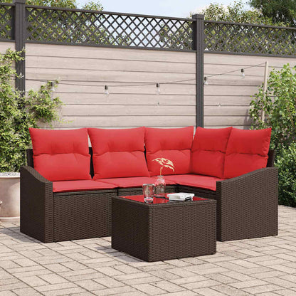 Bankstel 5 st Bruin poly rattan