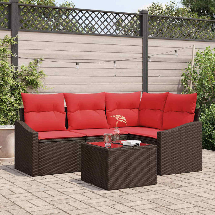 Bankstel 5 st Bruin poly rattan