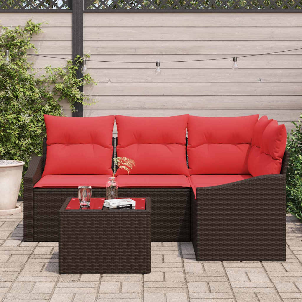 Bankstel 5 st Bruin poly rattan