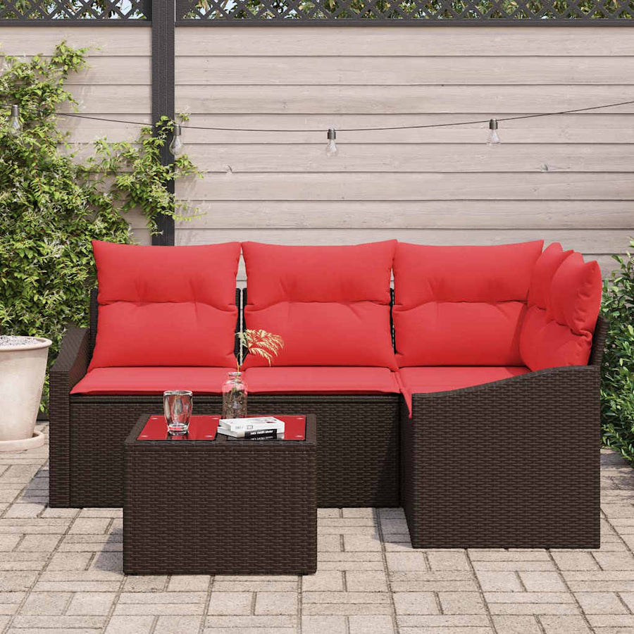 Bankstel 5 st Bruin poly rattan