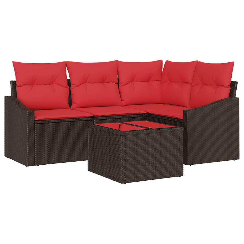 Bankstel 5 st Bruin poly rattan