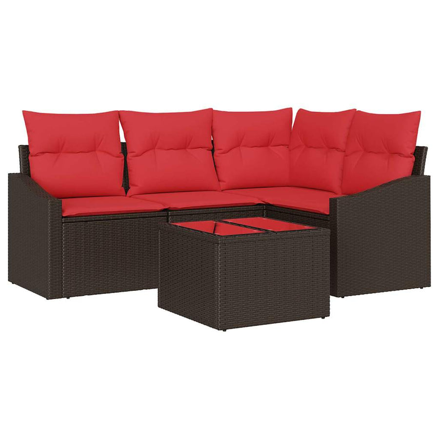 Bankstel 5 st Bruin poly rattan
