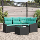 Tuinbankstel poly rattan zwart 5-delig