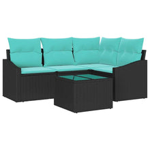 Bankstel met kussen 5 pcs Zwart poly rattan
