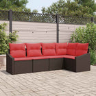 Bankstel poly rattan 5-delig bruin