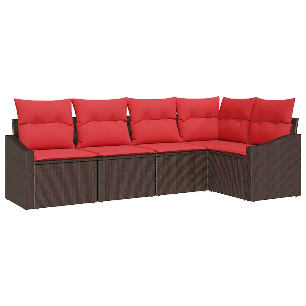 Bankstel 5 st Bruin poly rattan