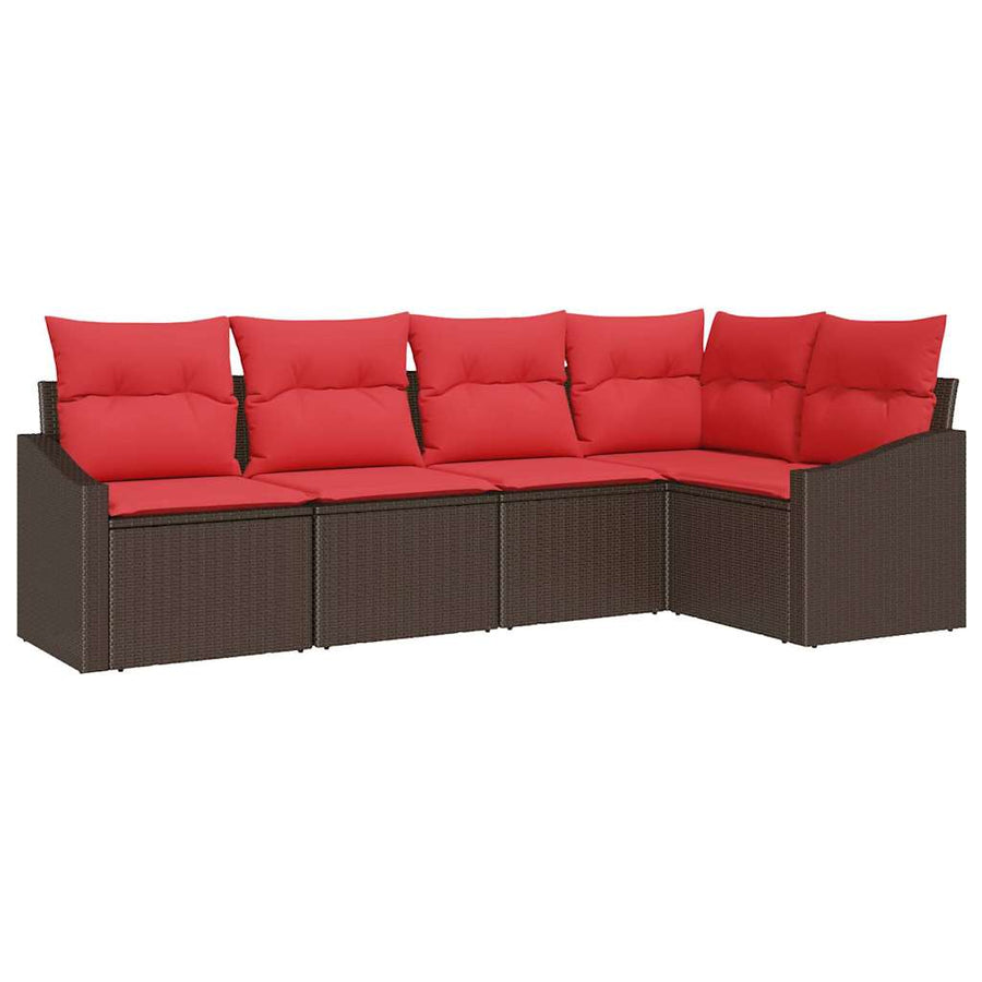 Bankstel 5 st Bruin poly rattan