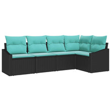 Bankstel met kussen 5 pcs Zwart poly rattan