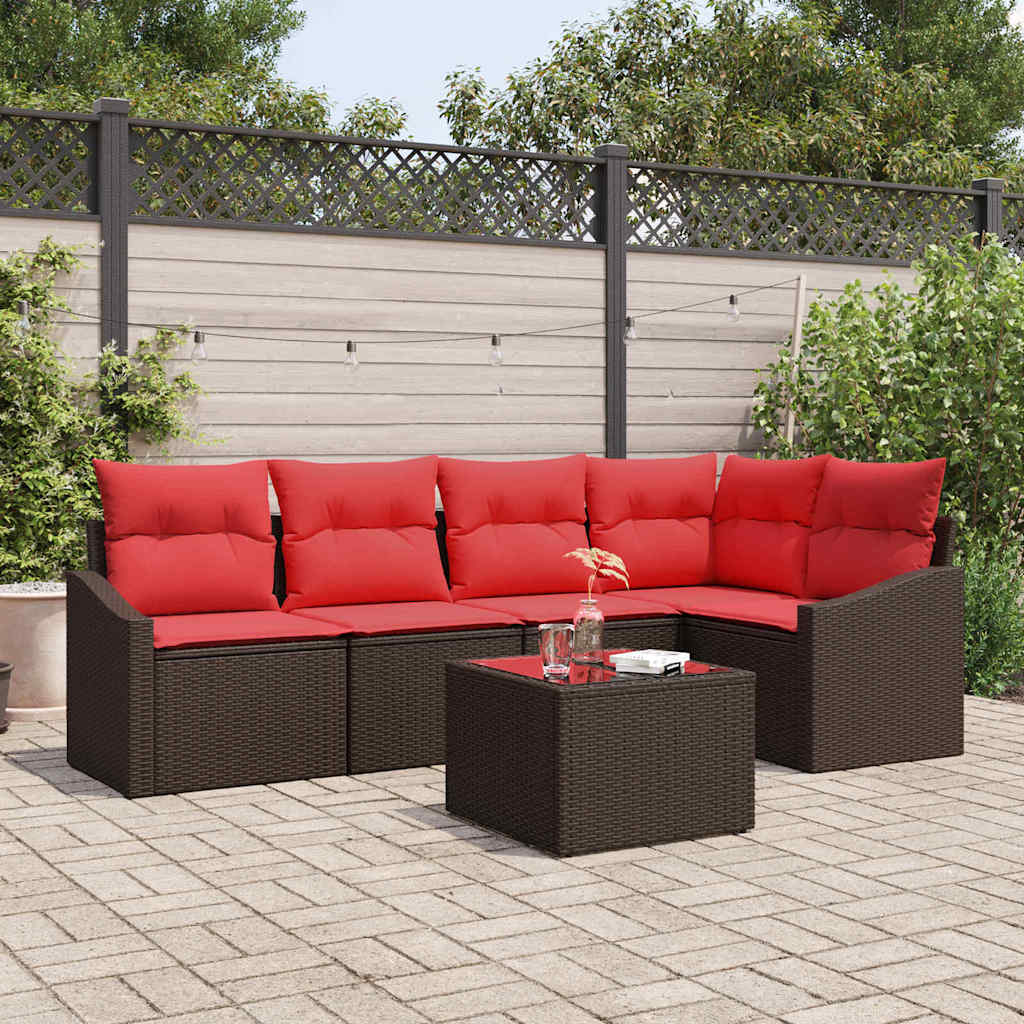 Bankstel 6 st Bruin poly rattan