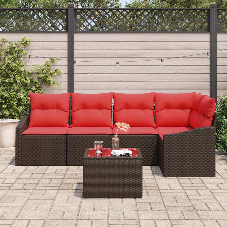 Bankstel 6 st Bruin poly rattan
