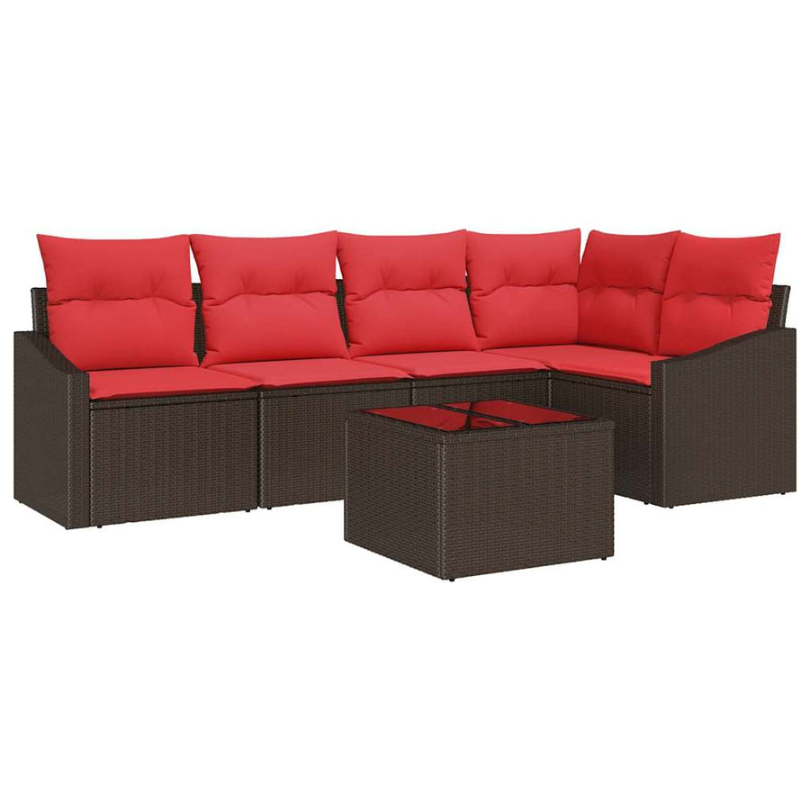 Bankstel 6 st Bruin poly rattan