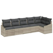 Bankstel met kussen 6 pcs Lichtgrijs poly rattan