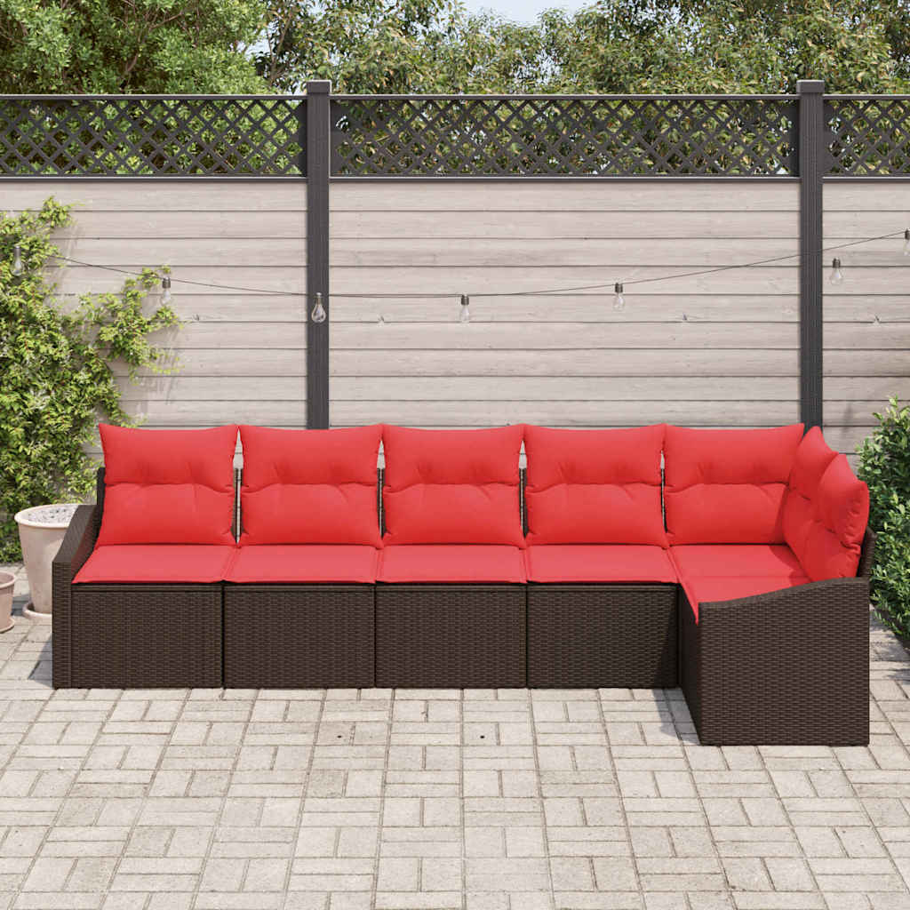 Bankstel 6 st Bruin poly rattan