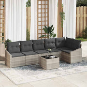 Tuinset poly rattan 7-delig lichtgrijs