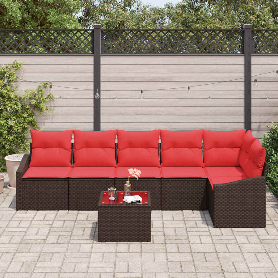 Bankstel 7 st Bruin poly rattan