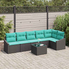 Bankstel poly rattan zwart 7-delig