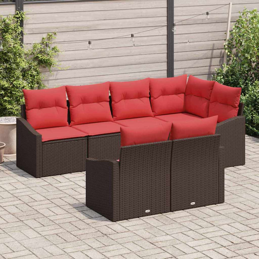 Bankstel 7 st Bruin poly rattan
