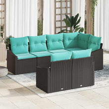 Bankstel met kussen 7 pcs Zwart poly rattan