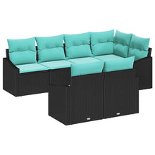 Bankstel met kussen 7 pcs Zwart poly rattan