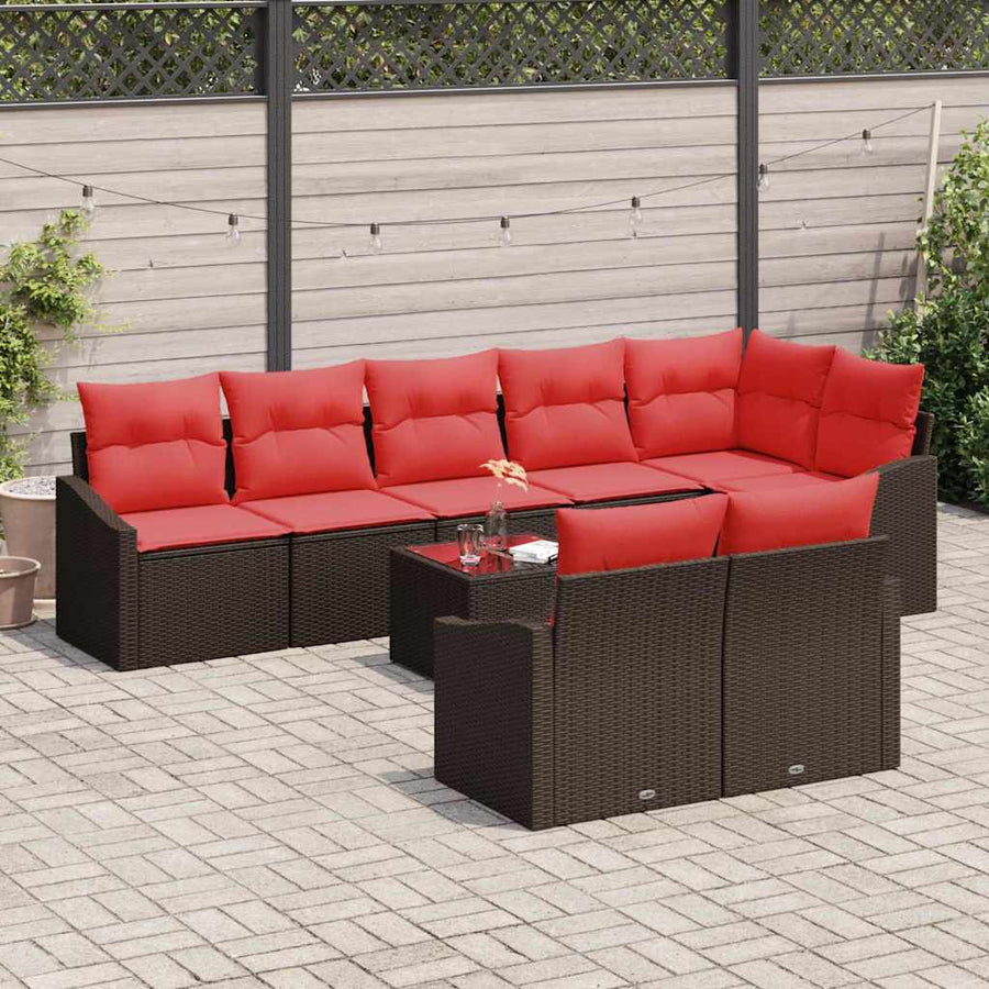Bankstel 9 st Bruin poly rattan