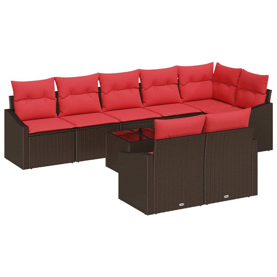 Bankstel 9 st Bruin poly rattan