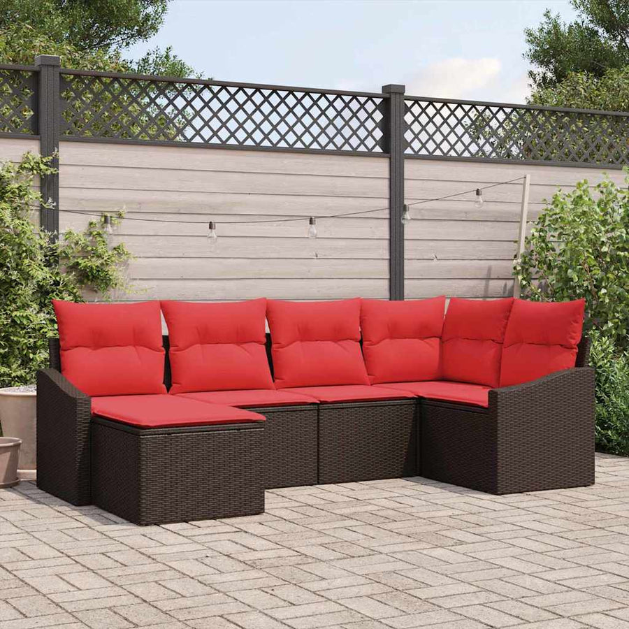 Bankstel 6 st Bruin poly rattan