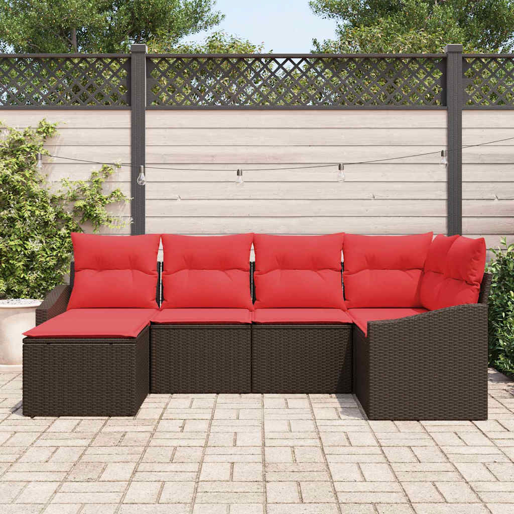 Bankstel 6 st Bruin poly rattan