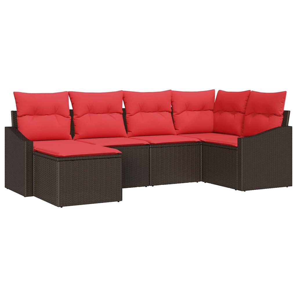 Bankstel 6 st Bruin poly rattan
