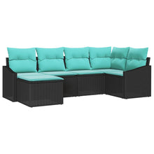 Bankstel met kussen 6 pcs Zwart poly rattan