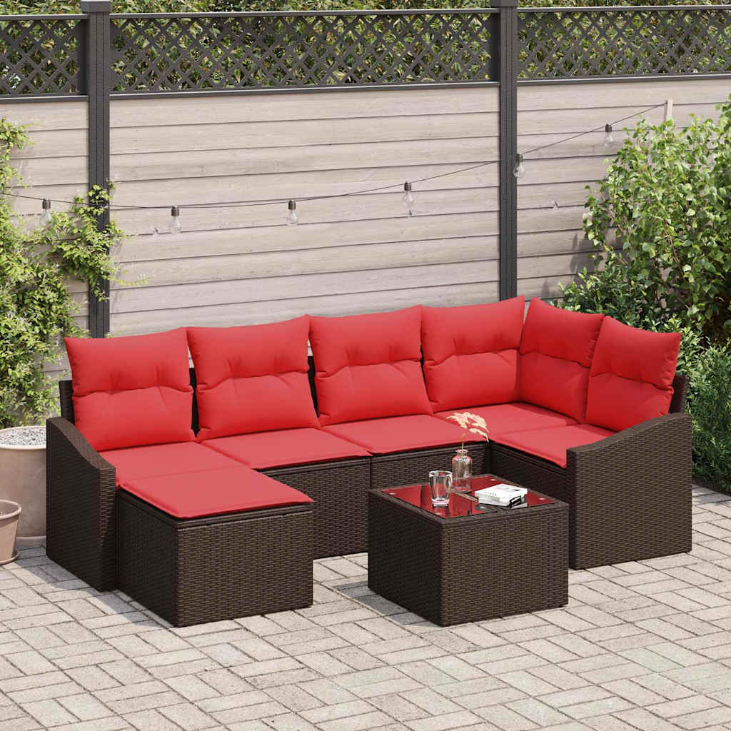 Bankstel 7 st Bruin poly rattan