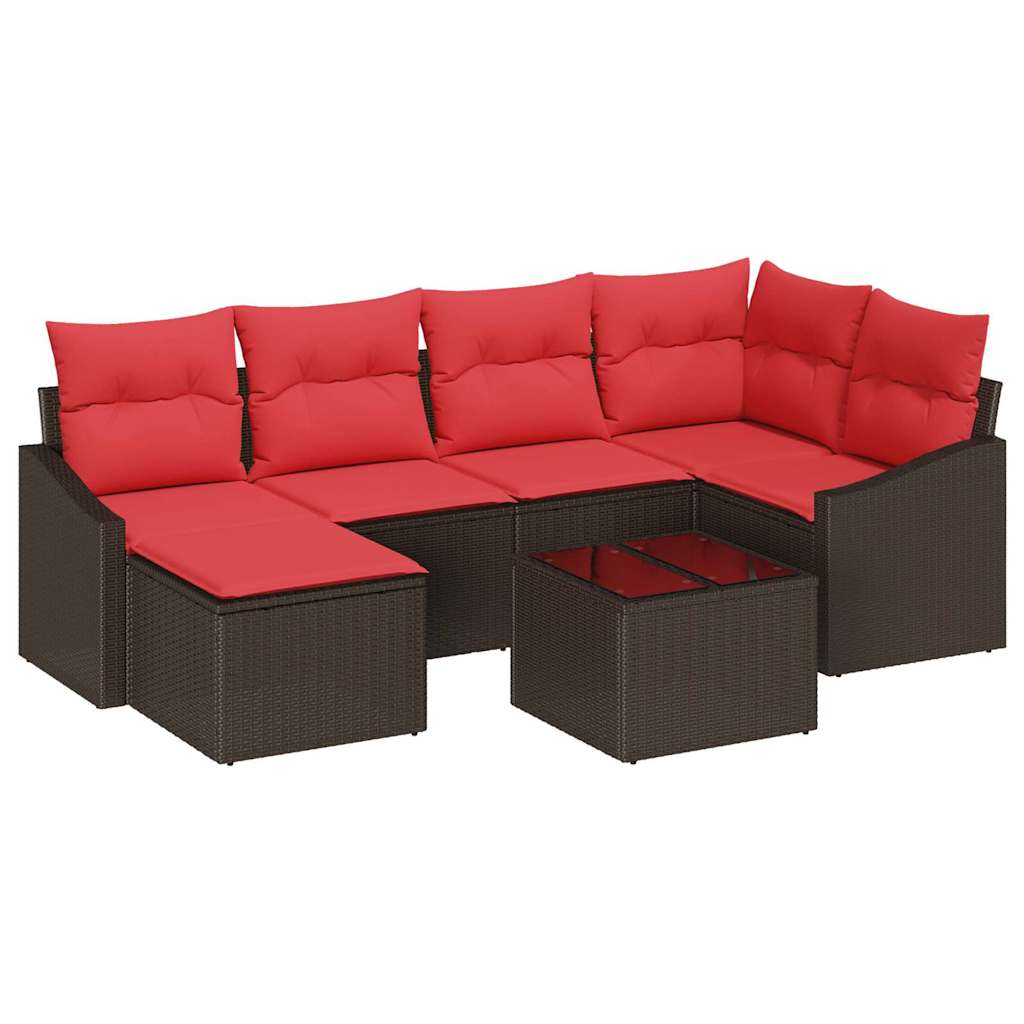 Bankstel 7 st Bruin poly rattan